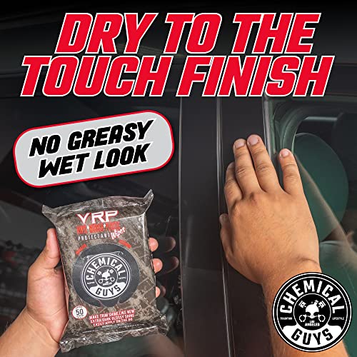 Chemical Guys PMWTVD10750 VRP Shine and Protectant Wipes Mega 50 Pack, For Vinyl, Rubber and Plastic Non-Greasy Dry-to-the-Touch Long Lasting Super Shine Dressing for Tires, Trim and More, (50 Ct)
