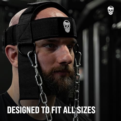 Gymreapers Neck Harness, Improve Neck Strength and Reduce Neck Pain - Neck Trainer with 29” Heavy Duty Stainless Steel Chain, Adjustable Neoprene Strap, Neck Harness for Gym & Home Use