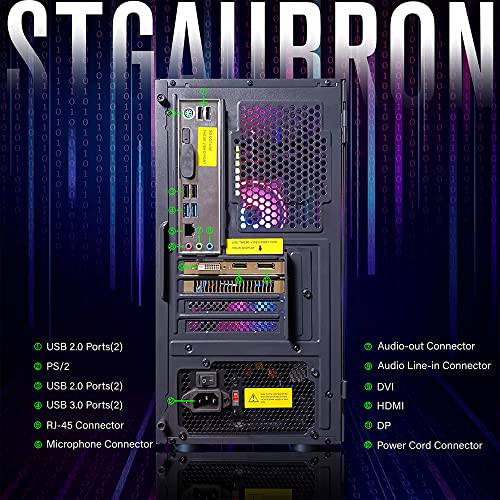 STGAubron Gaming Desktop PC, Intel Core I5 3.3Ghz up to 3.7Ghz, AMD Radeon RX 550 4G GDDR5, 16G Ram, 512G SSD, WiFi, BT 5.0, RGB Fan x 3, RGB Keybaord & Mouse, RGB Mouse Pad, W10H64