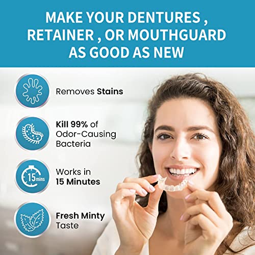Denture Cleaner Oral Cleaning Care Fresh Breath Removing Stains Dentures Cleaning Teeth Teeth 30ml Electric Plaque Remover for Teeth with Case (Pink, One Size)