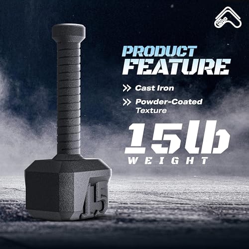 Tribe WOD Hammer Kettlebell 15-70lb + Adjustable | Cross Training Workout Equipment for Muscle Building, Cardio Fitness, Weights for Women & Men | Strength Training Kettlebells