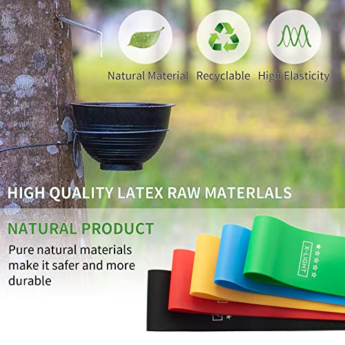 Resistance Band Set, 5 Latex Exercise Bands with 5 Resistance Levels, Skin Friendly Elastic Bands for Home Exercise, Physical Therapy, Strength Training, Yoga