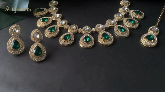 I Jewels Indian Wedding Bollywood Gold Plated Traditional Kundan & Stone Choker Necklace Jewellery With Earrings Set for Women/Girls