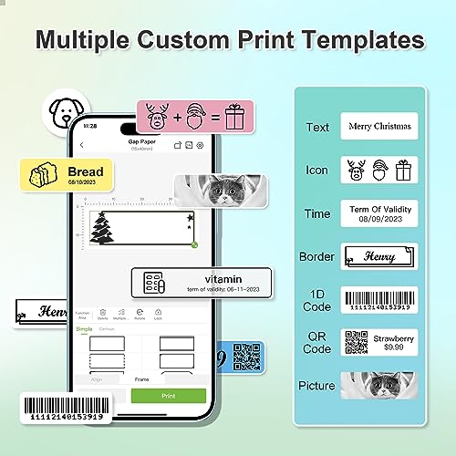 Label Maker Machine with Tape, P21 Bluetooth Label Printer, Wireless Mini Label Makers with Multiple Templates for Organizing Office Home, White