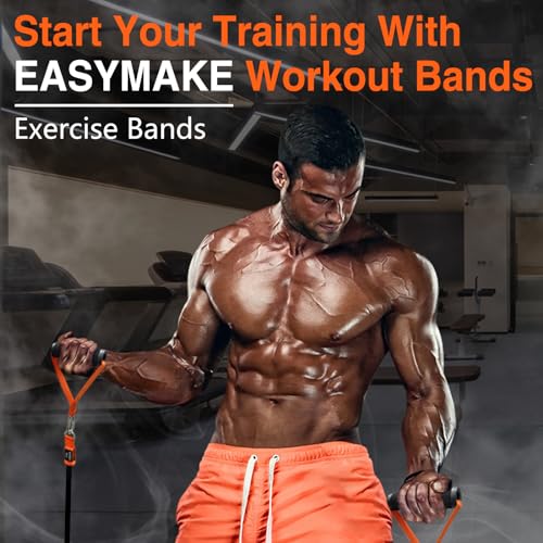 Resistance Bands, 300lbs 360lbs Heavy Exercise Bands with Handles, Resistance Tube Exercise Workout Bands 12 Piece Set, Exercising Bands for Home Working Out Strength Training Equipment