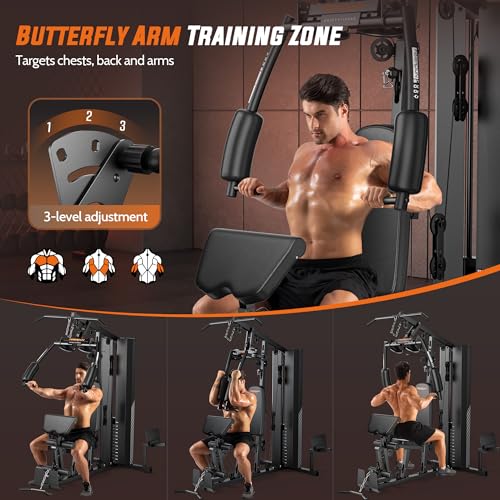 FEIERDUN Home Gym, Multi Exercise Equipment with Leg Press, Cable Machine Home Gym Equipment for Full Body Workout