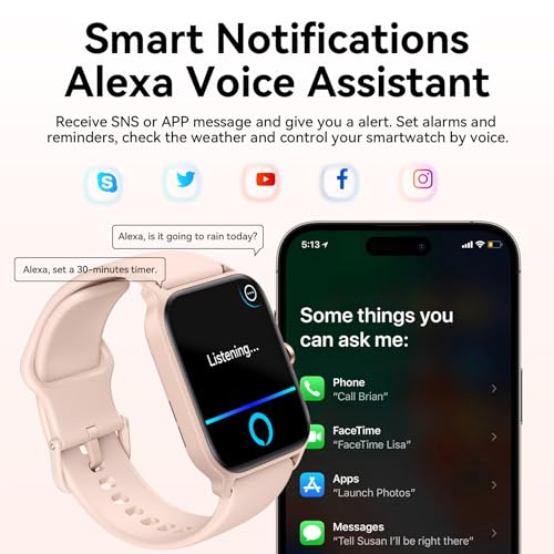 Gydom Smart Watch for Women -Answer/Dial Call & Alexa Built-in, 1.8" Touch Screen Fitness Watch with Heart Rate SpO2 Sleep Monitor, 100 Sport Modes, IP68 Waterproof Activity Tracker for iPhone Android