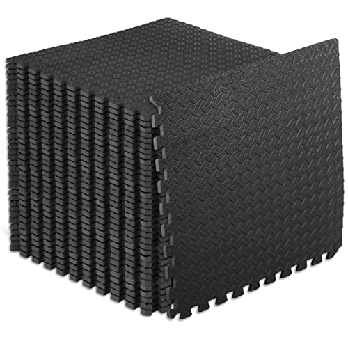 ProsourceFit Puzzle Exercise Mat ½ in, EVA Interlocking Foam Floor Tiles for Home Gym, Mat for Home Workout Equipment, Floor Padding for Kids, 48 Sq Ft - 12 Tiles