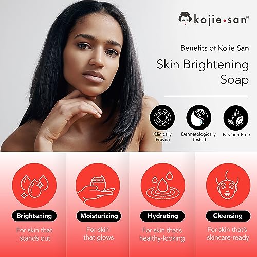Kojie San Skin Brightening Soap - Original Kojic Acid Soap that Reduces Dark Spots, Hyperpigmentation, & Scars with Coconut & Tea Tree Oil - 65g x 2 Bars