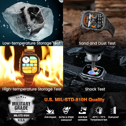 KOSPET Smart Watch for Men, 60-Day Long Battery Life, 50M Waterproof, Rugged Military(Full Metal), Answer/Make Call, Compatible for Android and iOS, 1.96'' AMOLED Always-on Display, AI Voice Assistant