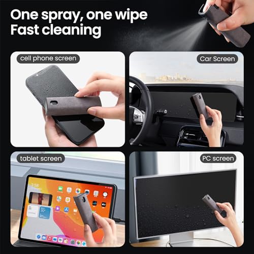 Touchscreen Screen Cleaner, Car, Tablet and Phone Screen Cleaner, Two in One Spray and Microfiber Cloth, Car Accessories for Women Perfect Gifts(Grey)