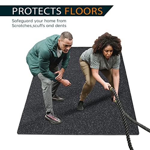 1/2inch Thick 48 Sq Ft Rubber Top High Density EVA Foam Exercise Gym Mats 12 Pcs - Interlocking Puzzle Floor Tiles for Home Gym Heavy Workout Equipment Flooring - 24 x 24in Tile, Black&Grey