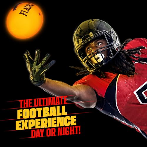 Light Up Football - Glow in the Dark Ball - NO 6 - Outdoor Sports Birthday Gifts for Boys 8-15+ Year Old - Kids Teenage Youth Easter Gift Ideas Activity - Boy Toys Stuff Ages 8 9 10 11 12 13 14 15