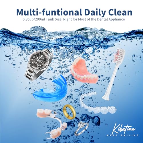 Ultrasonic Retainer Cleaner with UV 45KHz for Denture, Aligner, Retainer, Mouth Guard, Whitening Tray, Ultrasonic Denture Cleaner Machine for All Dental Appliances Blue 200ML