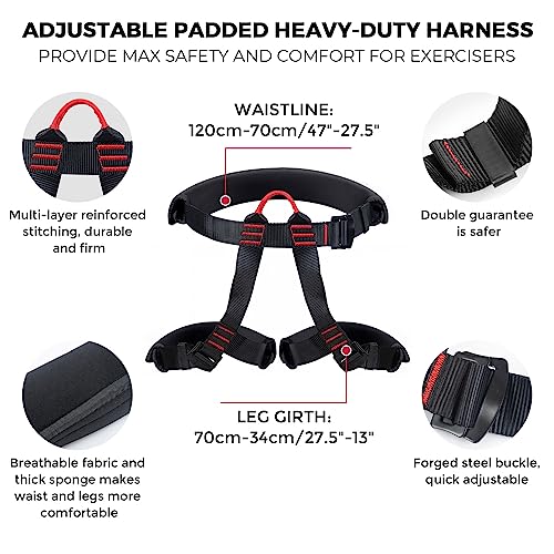 DASKING Upgraded Version Heavy Bungee Resistance Band Set Grawyti Yoga Bungee Cord Resistance Belt Set 4D Bungee Dance Rope Workout Fitness Home Gym Professional Training Equipment