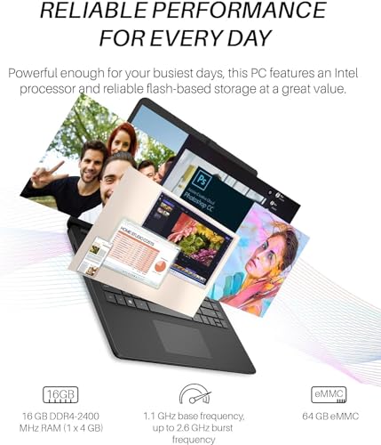 HP Stream 14-inch Laptop for Student and Business - Intel Quad-Core Processor, 4GB RAM, 320GB Storage (64GB eMMC + 256GB Card), 1-Year Office 365, Webcam, 11H Long Battery Life, Wi-Fi, Win11 H in S
