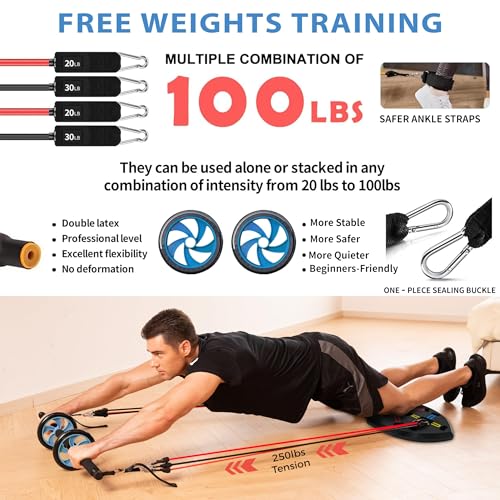 Upgraded Push Up Board: Multi-Functional Push Up Bar with Resistance Bands, Portable Home Gym, Strength Training Equipment, Push Up Handles for Perfect Pushups, Home Fitness for Men and Women