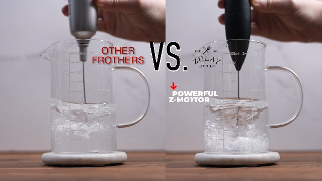Zulay Kitchen Powerful Milk Frother Wand - Ultra Fast Handheld Drink Mixer - Electric Whisk Foam Maker for Coffee, Lattes, Cappuccino, Frappe, Matcha & Coffee Creamer - Milk Boss Black & Copper