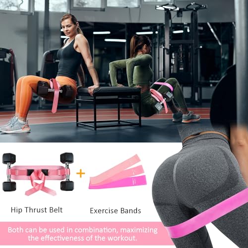 Latest Generation HOOJAKU Hip Thrust Belt, Easy to Use with Dumbbells, Kettlebells, or Plates, Booty Belt for Hip Thrust with Slip-Resistant Padding for the Gym, Home and Workouts