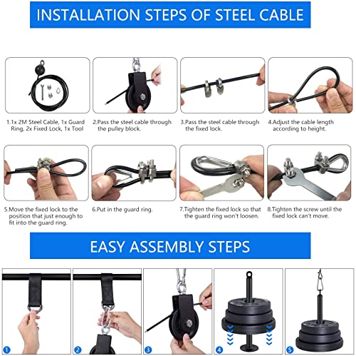 LFJ LAT Pull Down and Lift Weight Pulley System Cable Machine Pulley Attachment for Triceps Pull Down, Biceps Curl, Back, Forearm, Shoulder Home Gym Equipment