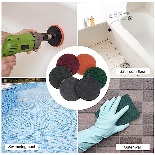 15pcs Drill Power Brush 4 Inch Tile Scrubber Scouring Pads 150-240 Grit for Bathroom Kitchen Household Cleaning