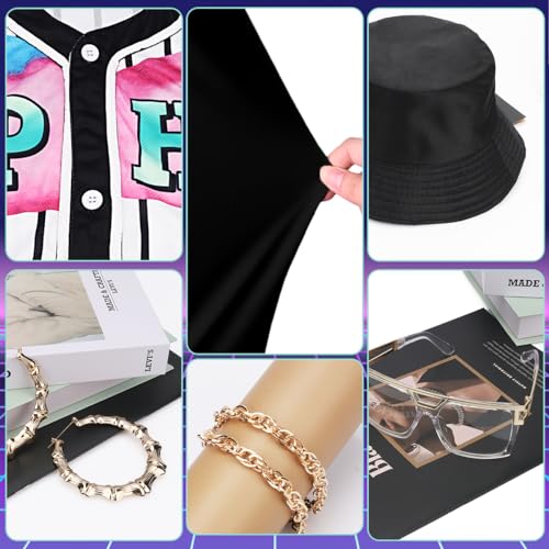 WILDPARTY 80s 90s Outfit for Women, Unisex Hip Hop Costume Baseball Jersey Shirt Yoga Pants Rapper Accessories