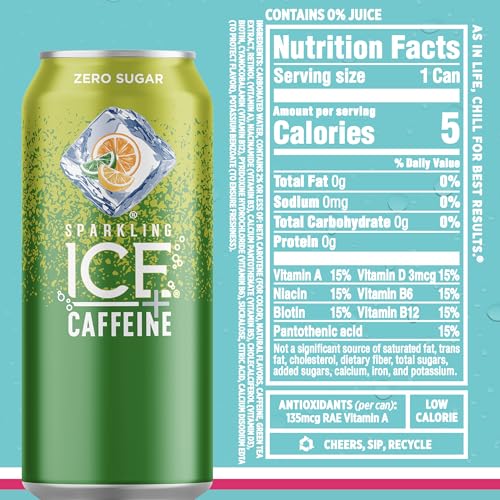 Sparkling Ice +Caffeine Variety Pack, Flavored Sparkling Water, Zero Sugar, with Vitamins and Antioxidants, 16 fl oz, 12 count (Citrus Twist, Black Raspberry, Blue Raspberry, Strawberry Citrus)