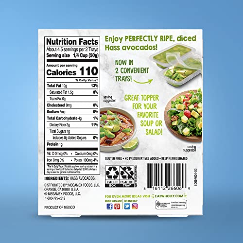 Wholly Avocado Diced, 4 oz Tray (2 Pack)