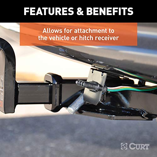 CURT 58300 Vehicle-Side Trailer Wiring Harness Mounting Bracket for 4-Way Flat, GLOSS BLACK POWDER COAT