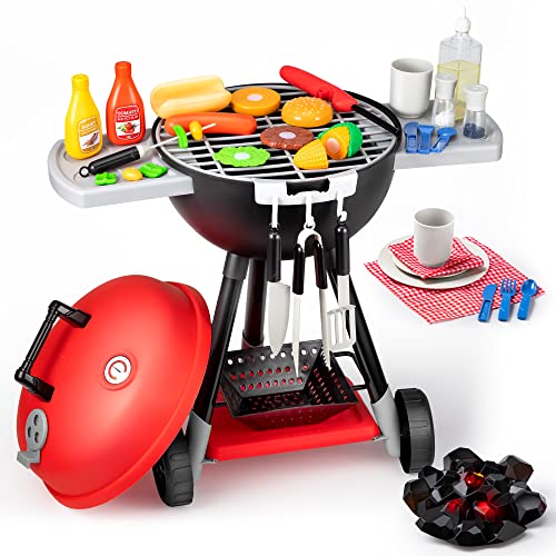 JOYIN 34 PCS Cooking Toy Set, Kitchen Toy Set, Toy BBQ Grill Set, Litt