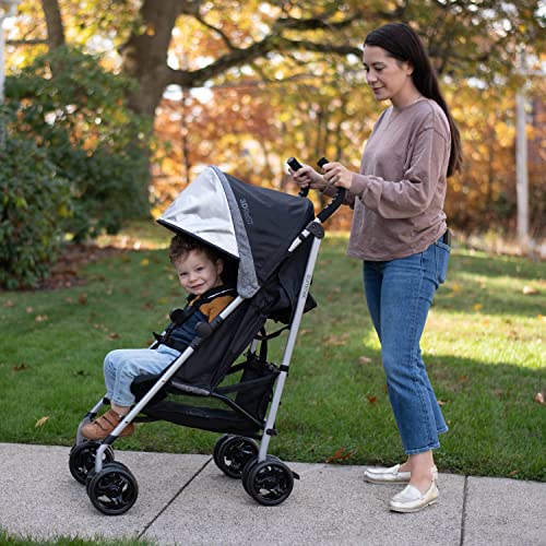 Summer Infant 3Dlite ST Convenience Stroller, Black & Gray - Lightweight Stroller with Steel Frame, Large Seat Area, Multi-Position Recline, Storage Basket - for Travel and More