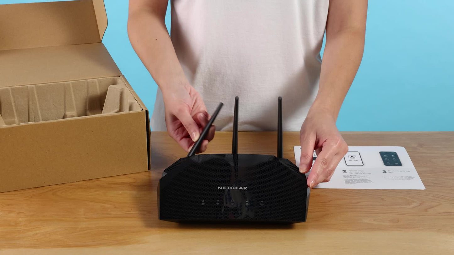 NETGEAR 4-Stream WiFi 6 Router (R6700AX) – AX1800 Wireless Speed (Up to 1.8 Gbps) | Coverage up to 1,500 sq. ft., 20 devices