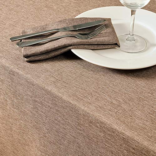 Mebakuk Rectangle Table Cloth Linen Farmhouse Tablecloth Waterproof Anti-Shrink Soft and Wrinkle Resistant Decorative Fabric Table Cover for Kitchen (Flaxen, 52" x 70" (4-6 Seats))