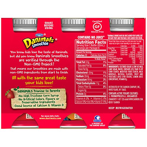 Danimals Smoothie Strawberry Explosion Dairy Drink Multi-Pack, Easy Snacks for Kids, 6 Ct, 3.1 OZ Smoothie Bottles