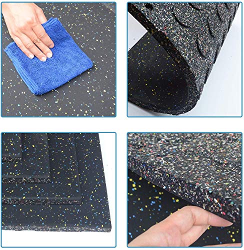 MYOYAY 25MM 4PCS Eco-Sports Interlocking Tiles 20"x20"x1” Thick Interlocking Rubber Gym Flooring Eco-Sport Rubber Floor Tiles Gym Rubber Flooring Mats Heavy Duty Rubber Exercise Equipment Mats