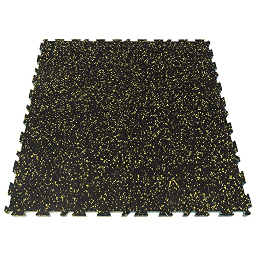 1" Thick 10.76 Sq Ft Exercise Equipment Mats 4Pcs Rubber Top High-Density Exercise Gym Mats Interlocking Puzzle Floor Tiles for Home Gym Heavy Workout Equipment Flooring (White dot)