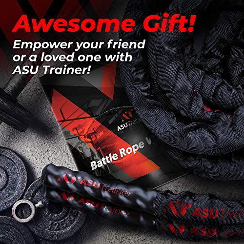 Poly Dacron Weighted Battle Ropes for Home Gym– Indoor/Outdoor Workout Rope with Sleeve, Heat-Shrink Handles, & Anchor Kit – Exercise Rope for Training/Fitness/Boxing, Army Battle Rope