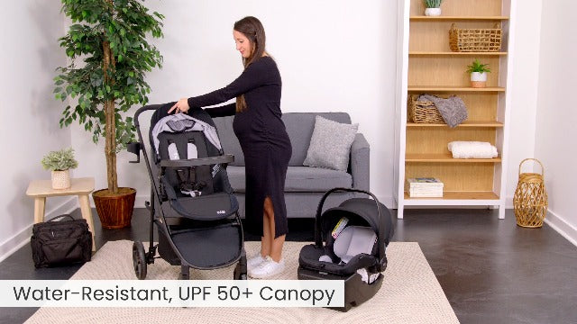 Britax Willow Brook Baby Travel System, Infant Car Seat and Stroller Combo with Aspen Base, ClickTight Technology, RightSize System and 4 Ways to Stroll, Onyx Glacier