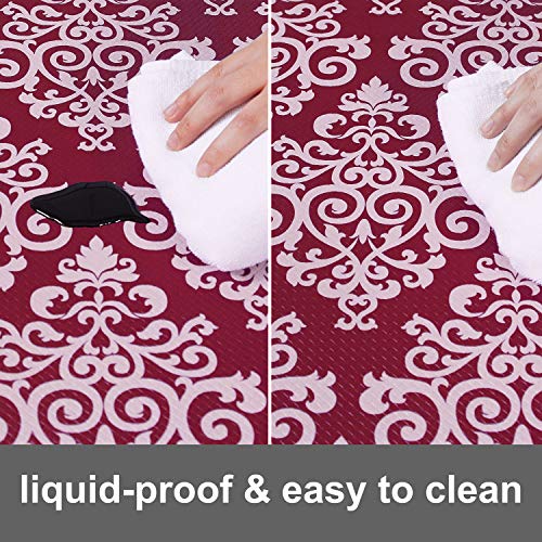 COSY HOMEER 59x18 Inch/30X18 Inch Cushioned Anti-Fatigue Kitchen Rug, 2 Pieces PVC Ergonomic Comfort Standing Foam Mats,Waterproof Non-Slip Kitchen Mats and Rugs for Floor Home Sink,RED