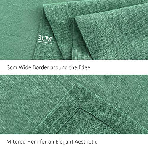 maxmill Lux Faux Linen Tablecloth with Slubby Yarn Textured Weaves Wrinkle Free Anti-Shrink Soft Table Cloth for Kitchen Dining Tabletop for Outdoor and Indoor Use Rectangle 60 x 84 Inch Green