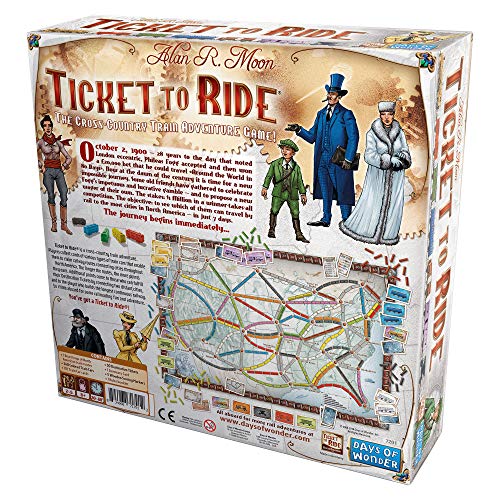 Ticket to Ride Board Game - A Cross-Country Train Adventure for Friends and Family! Strategy Game for Kids & Adults, Ages 8+, 2-5 Players, 30-60 Minute Playtime, Made by Days of Wonder