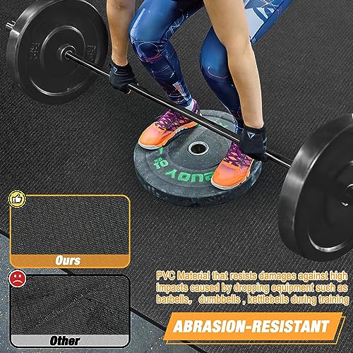 Extra Large Exercise Mat for Home Workout, 8'x6'/10'x6'/12'x6' Ultra Durable, Non-Slip, Thick Workout Mat for Home Gym, High-Density Fitness Mat for Jump Rope, Weights, Cardio, Stretch, Shoe-Friendly