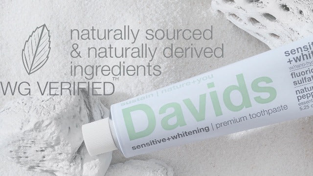 Davids Fluoride Free Nano Hydroxyapatite Toothpaste for Remineralizing Enamel & Sensitive Relief, Whitening, Antiplaque, SLS Free, Natural Peppermint, 5.25oz, Made in USA