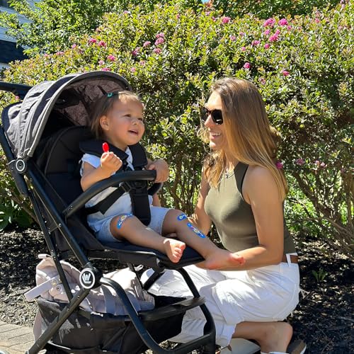 Lightweight Baby Stroller, Compact Travel Stroller with Cup Holder & Sleep Shade, Oversize Basket, One Hand Easy Foldable Stroller for Airplane Travel and More