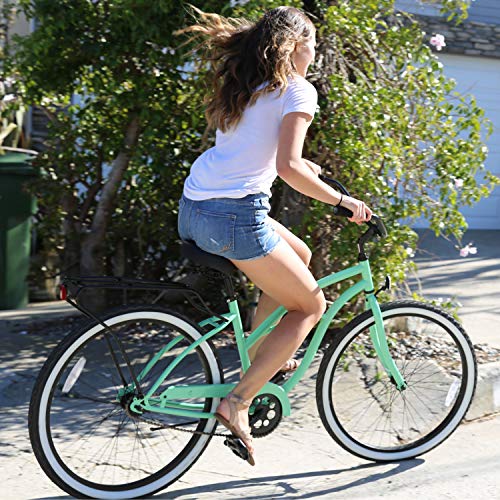 sixthreezero Around The Block Women's and Men's Beach Cruiser Bikes, Hybrid Bicycles with Rear Racks, 26 Inch Wheels
