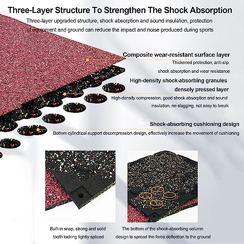 5 Pcs Rubber Gym Tiles, Gym Exercise Mat 50×50×3Cm for Home Gym Heavy Workout Equipment Flooring