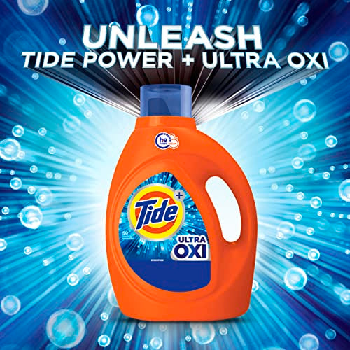 Tide Ultra Oxi Laundry Detergent Liquid Soap, High Efficiency (HE), 59 Loads, Blue, 92 fl oz (Pack of 1)