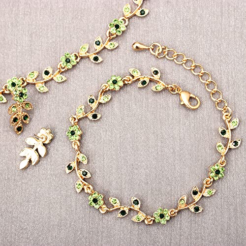 Austrian Crystal Rhinestone Choker Necklace Dangle Earring Link Bracelet Jewelry Set for Brides Bridesmaid Prom Costume Accessories for Women