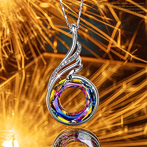Kate Lynn "Rise From the Ashes Phoenix Necklace Made with Crystals from Austria, 18"+2" Necklace, Packaged with Jewelry Box, Birthday Gift for Women, Symbol of Luck and Renewal