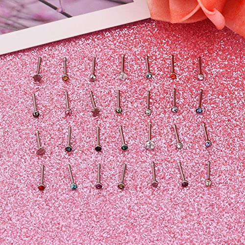 Zolure 18G 20G 22G Nose Pin Bone Screws Studs Surgical Steel Body Piercing Jewelry for Women Men
